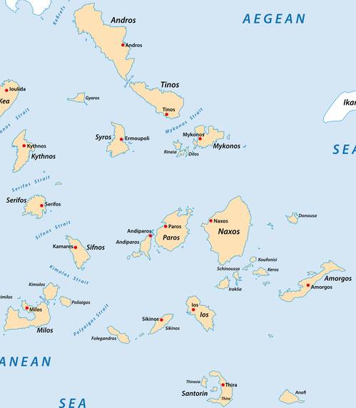 מפת האיים הקיקלאדים