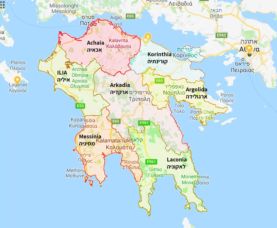 Греция пелопоннес карта